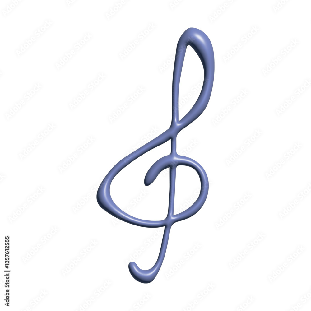 Obraz premium 3d treble clef . Hand drawn musical symbol. Single element for print, web, design, decor, logo