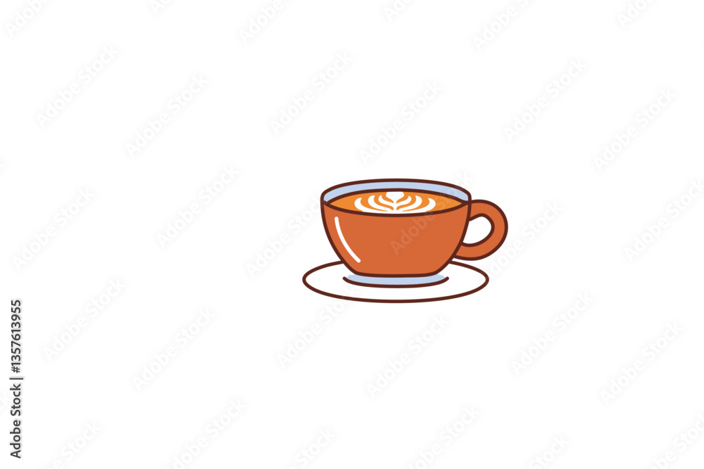 Taza de café con leche aislada sobre fondo blanco con trazado de recorte Taza de café con leche aislada sobre fondo blanco con trazado de recorte