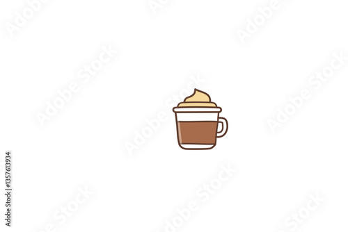  Taza de café con leche aislada sobre fondo blanco con trazado de recorte