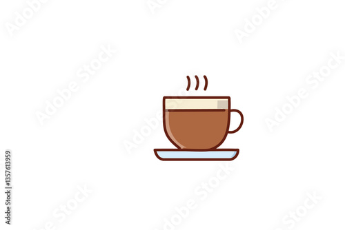 Taza de café con leche aislada sobre fondo blanco con trazado de recorte