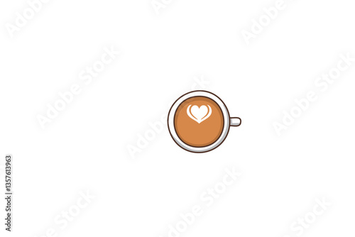  Taza de café con leche aislada sobre fondo blanco con trazado de recorte