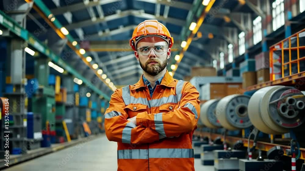 Professional engineer worker wearing uniform in a factory Professional engineer worker wearing uniform in a factory