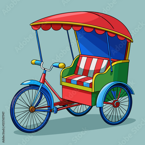 vector illustration of a traditional cycle rickshaw