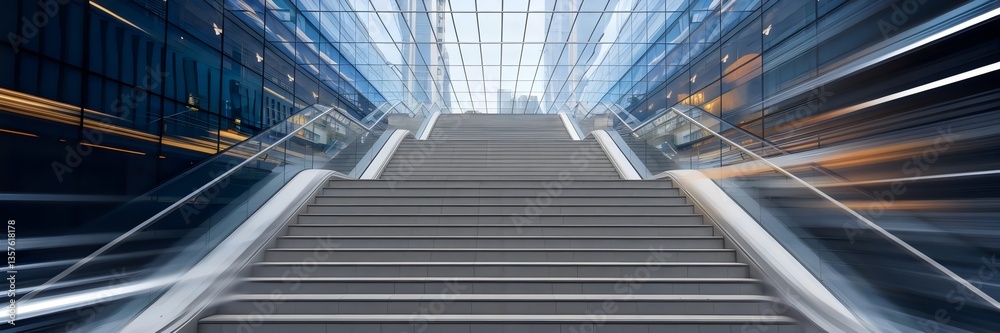Digital grid with stairs blurring into motion streaks in a modern building – Great for showcasing progress, technology, and fluidity in design. Digital grid with stairs blurring into motion streaks in a modern building – Great for showcasing progress, technology, and fluidity in design.