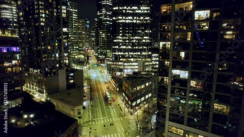 Wallpaper Mural Aerial Establishing City Street at Night in Seattle Washington Torontodigital.ca
