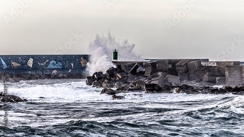 waves crashing on the rocks