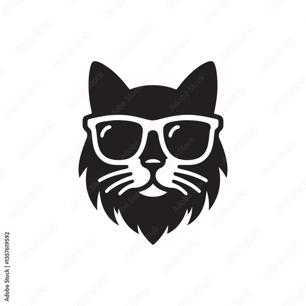 Fototapeta premium cat vector silhouette clip art logo design illustration