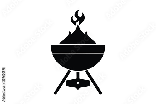 BBQ sign silhouette on white background