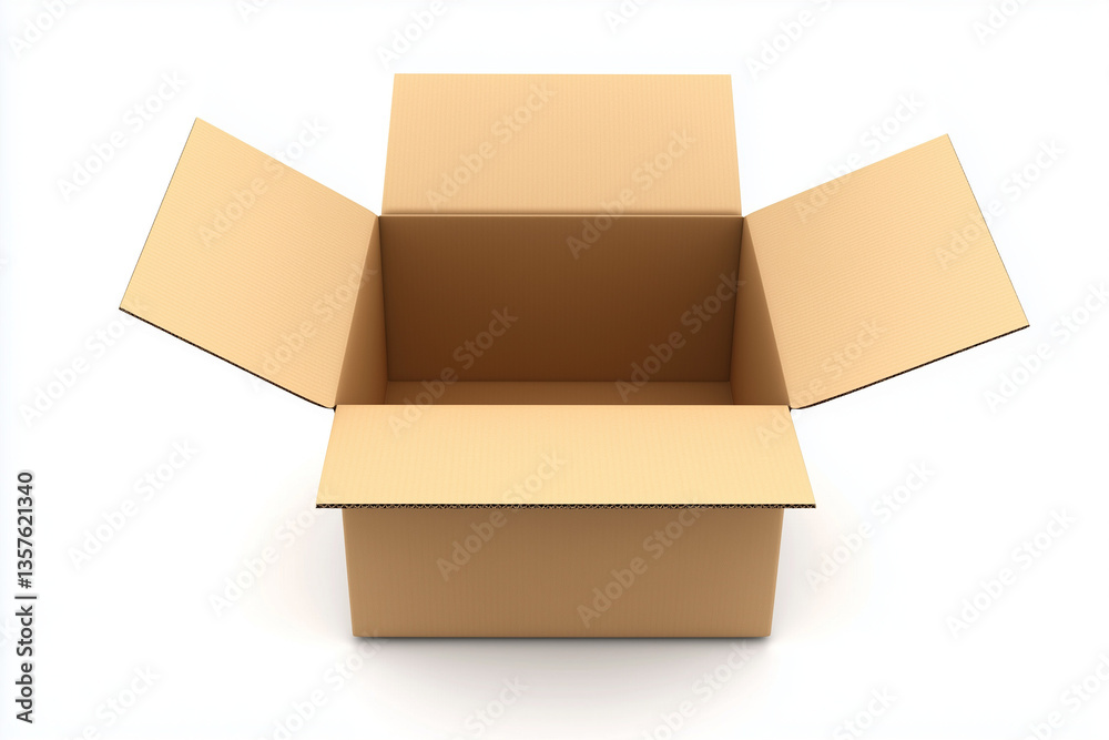 Open cardboard box icon 3D render on white
Open cardboard box icon 3D render on white