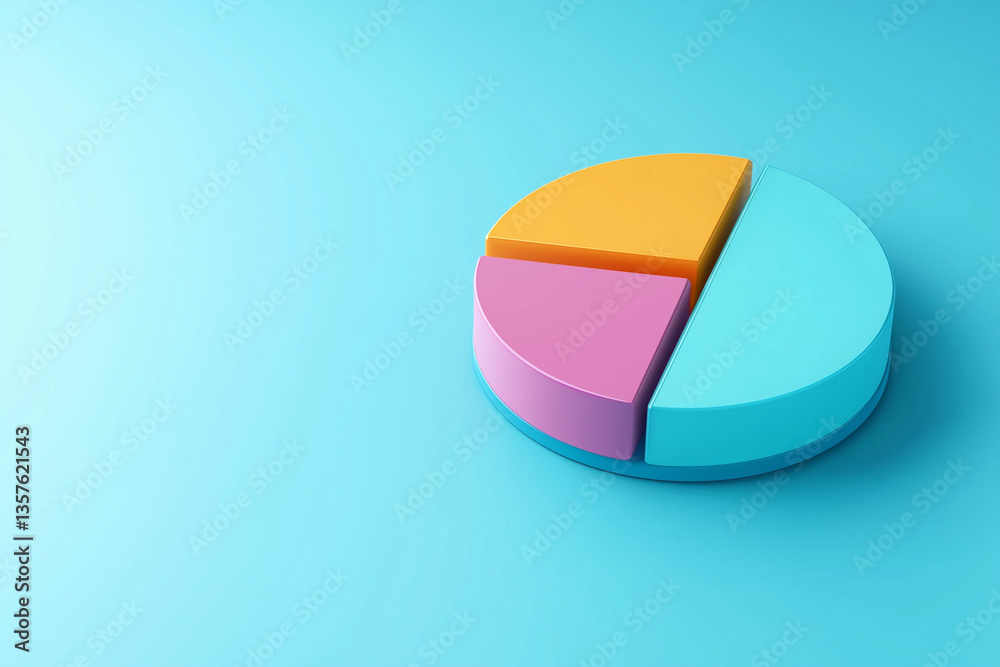 Obraz premium Colorful 3D pie chart on blue background