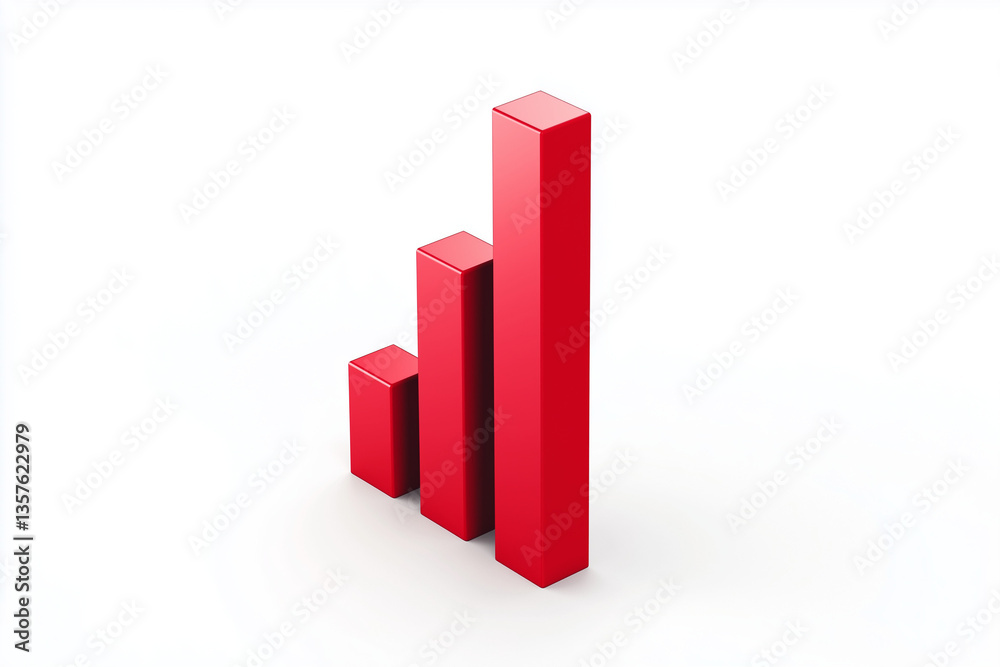 3D red bar chart rising upwards 3D red bar chart rising upwards