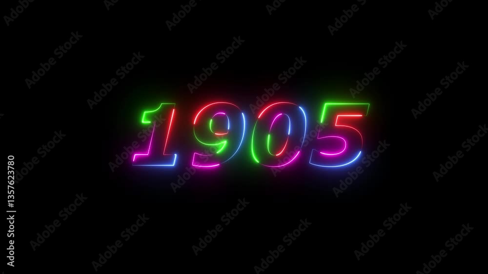 1905 neon line text. Abstract 1905 neon text animation ,For neon color Glowing neon number text background 4k video animation . 1905 title metal text on glowing text animation black background 1905 neon line text. Abstract 1905 neon text animation ,For neon color Glowing neon number text background 4k video animation . 1905 title metal text on glowing text animation black background