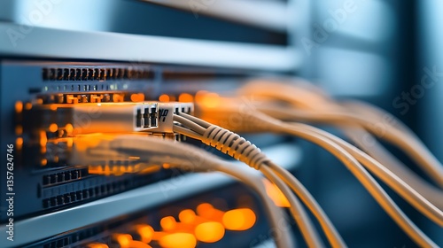 Network cables in server rack.