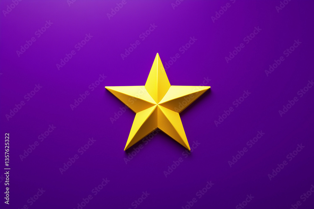 Obraz premium Yellow star rating icon on purple background