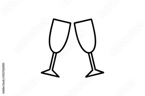 Champagne two glasses icon vector on white background