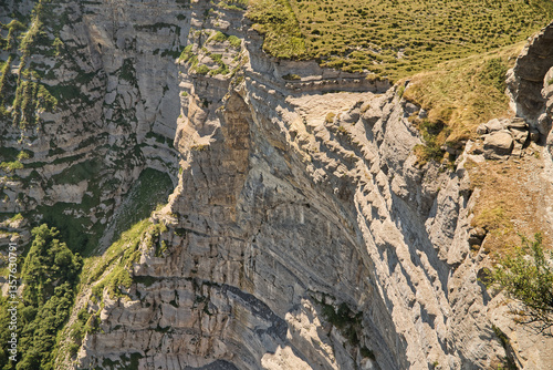 Waterfall of the Nervión, totally dry due to the scarce rainfall. This spectacular waterfall with more than 220 meters high is the highest in the peninsula and the second highest in Europe. photo