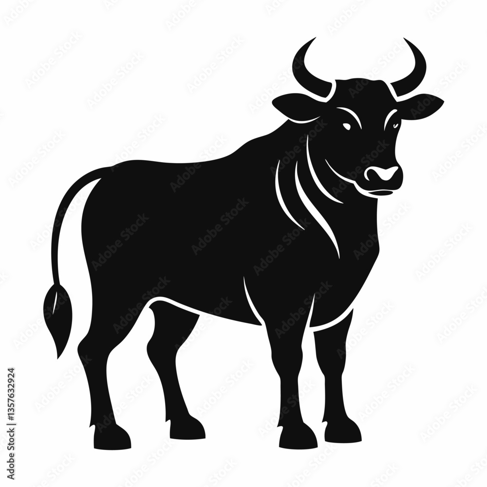 Ox vector Silhouette on white background Ox vector Silhouette on white background