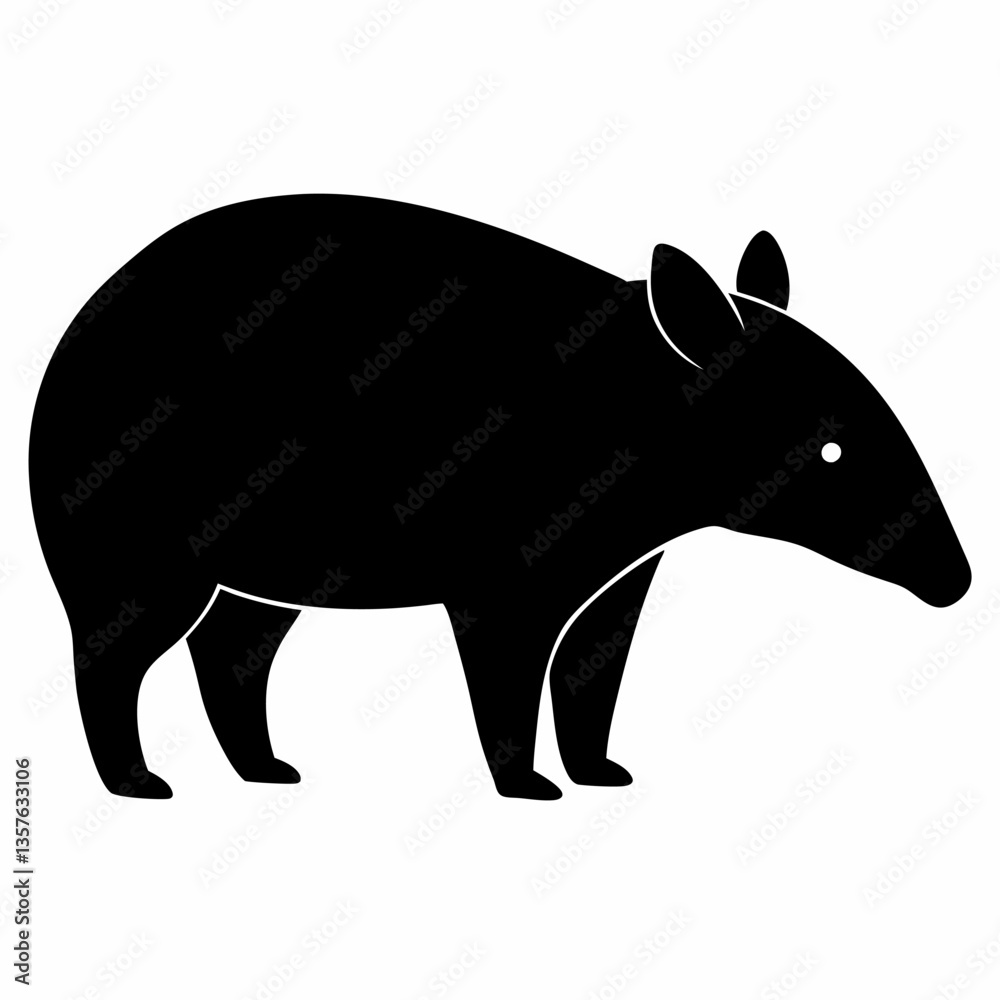 Fototapeta premium Tapir vector Silhouette on white background