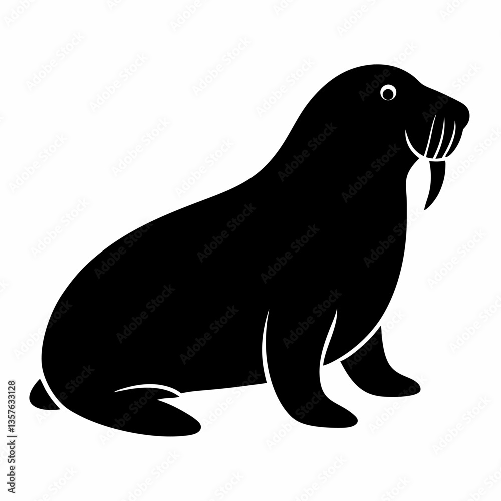 Fototapeta premium walrus vector Silhouette on white background