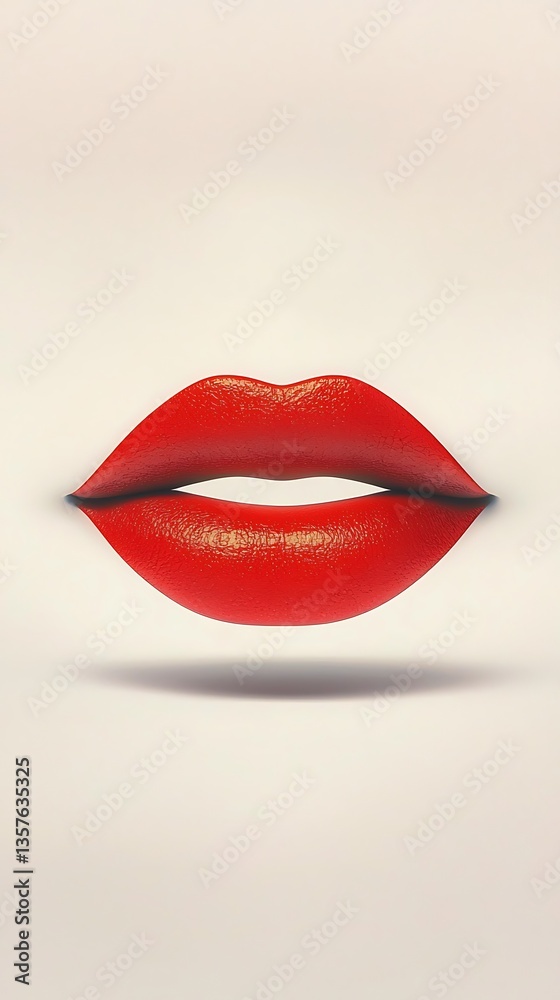 Obraz premium Red Lips for Minimalist Beauty, White Background.