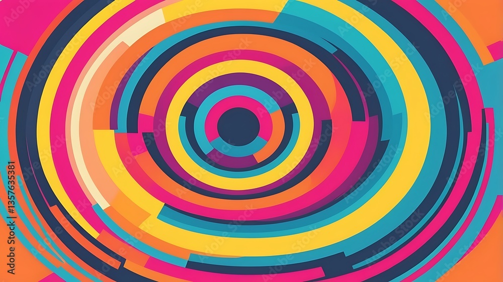 A series of concentric circles in vibrant colors. A series of concentric circles in vibrant colors.