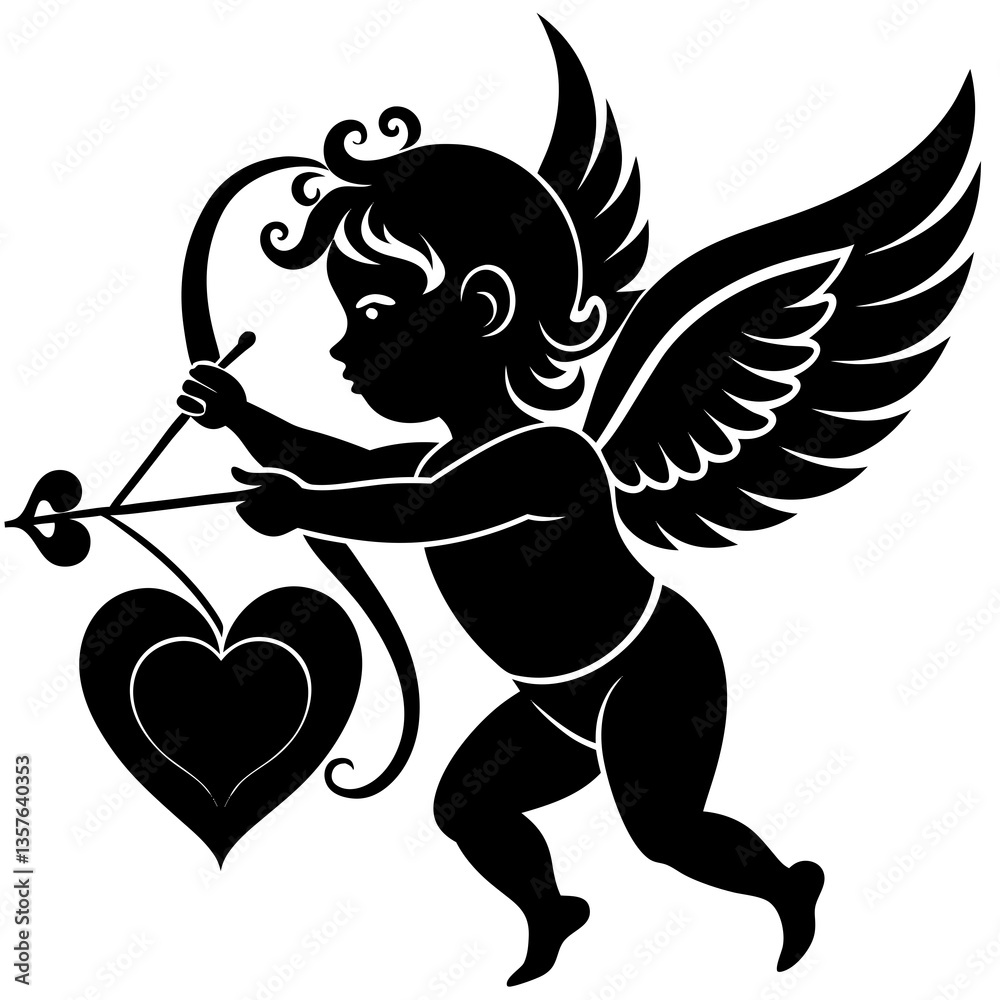 custom made wallpaper toronto digitalCupid with Heart Arrow Silhouette