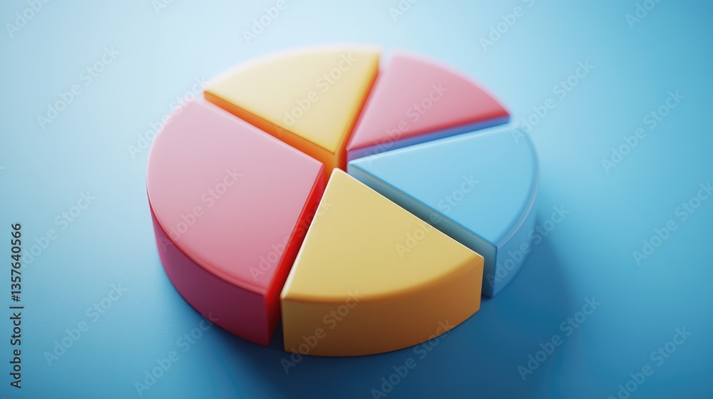 Obraz premium Colorful 3D Pie Chart Data Visualization