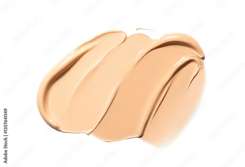 Obraz premium Makeup foundation swatches isolated on white background. Brown color correcting cream strokes of various shades. Skin tone concealer smear smudge