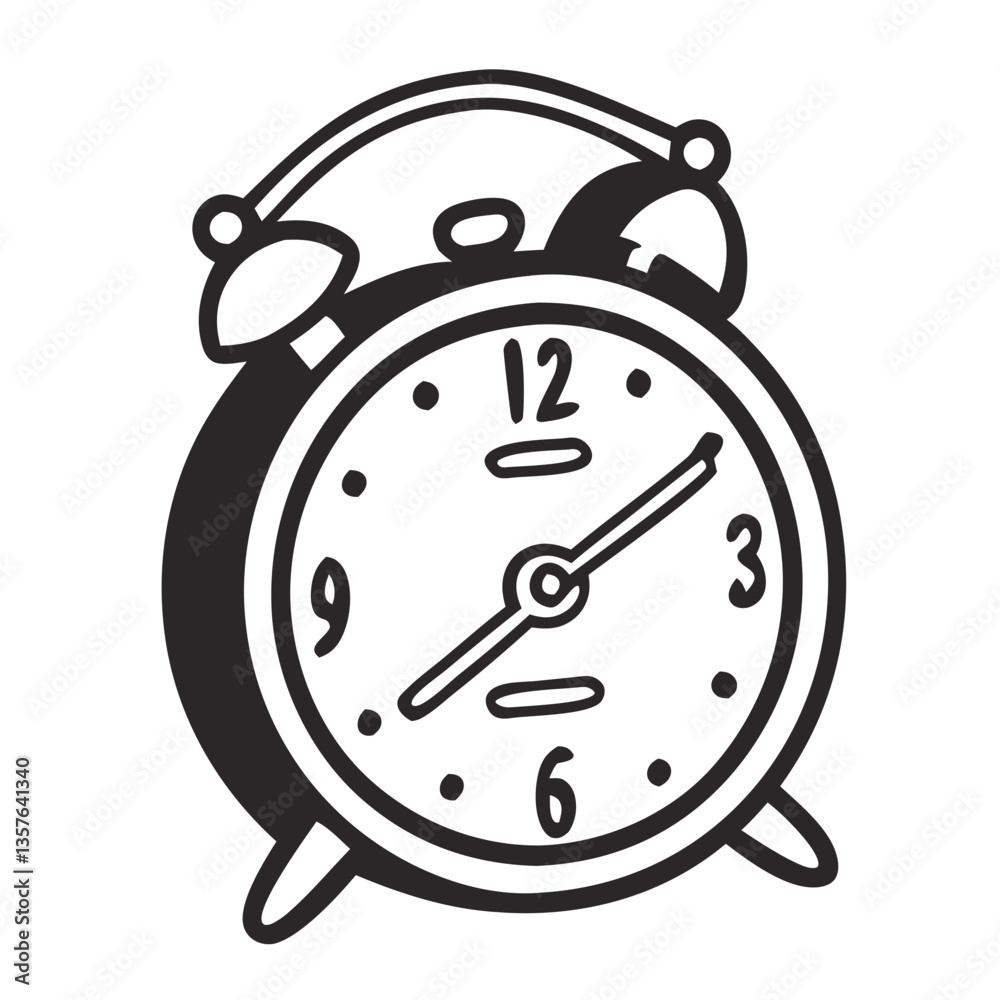 Hand-Drawn Alarm Clock Illustration, Icon Vector, Icon Element Hand-Drawn Alarm Clock Illustration, Icon Vector, Icon Element
