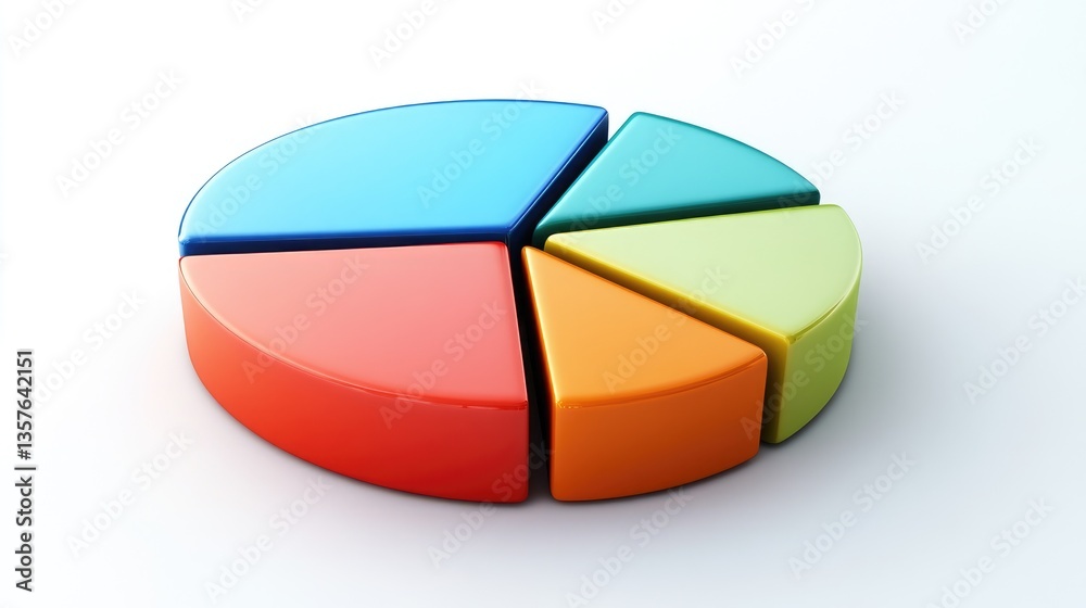 Obraz premium Colorful 3D Pie Chart Data Visualization
