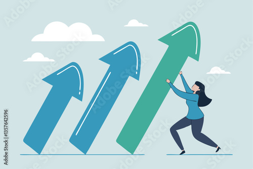 Change management, adaptation or business transformation for better result, change resistance or transition to new opportunity, improvement concept, businesswoman change arrow direction for good.