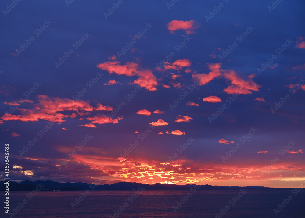 Sunset on the coast of the city of Donostia-San Sebastián, Euskadi