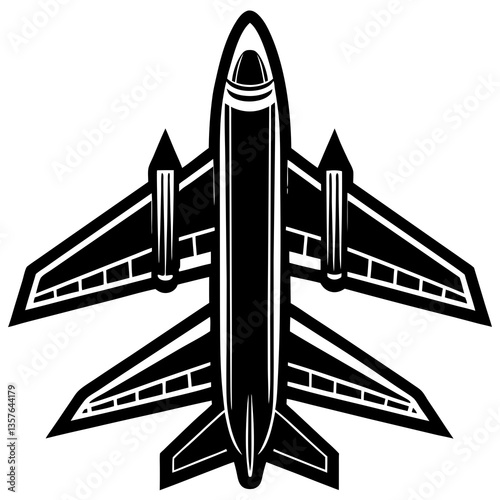 Aerial Silhouette: An upward view showcases a sleek jet silhouette against the sky, its powerful form poised for flight, exuding the essence of modern aerial technology and potential.