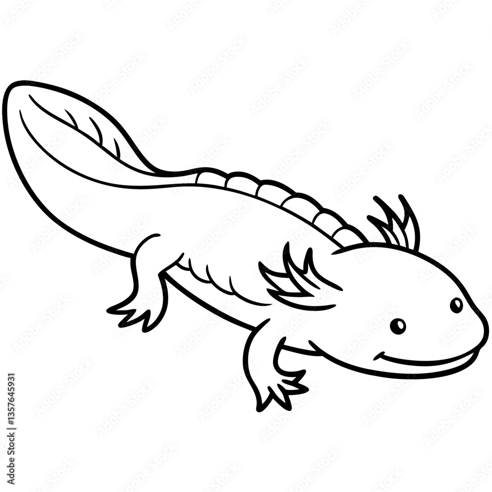 Axolotl Line Art: A minimalist line art illustration of an axolotl, capturing the unique aquatic salamander in a clean, modern style. Axolotl Line Art: A minimalist line art illustration of an axolotl, capturing the unique aquatic salamander in a clean, modern style.
