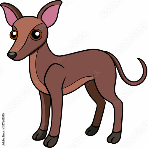 Whimsical Canine Portrait: A charming, illustrated dog strikes a pose, its soulful eyes hinting at a playful spirit, crafted with clean lines and vibrant colors.