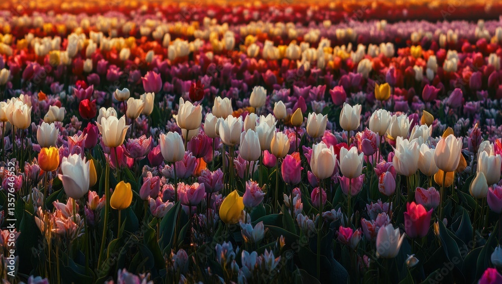 Fototapeta premium field of pink tulips