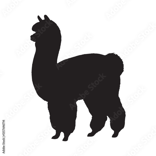 Alpaca Silhouette Vector - High-Resolution Camelid Animal Symbol for Farm and Wildlife Logos - Alpaca Vector - Alpaca Icon - Alpaca Illustration

