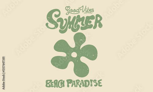 Hibiscus flower design. Summer vibes artwork. Surf club design. Beach modern abstract art.