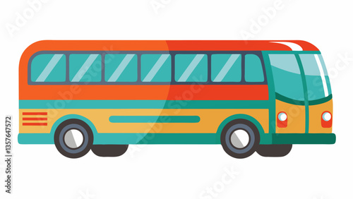 Colorful Coach Illustration: A vibrant, illustrated coach bus, ready to transport passengers in style, featuring bold colors and a modern design. 
