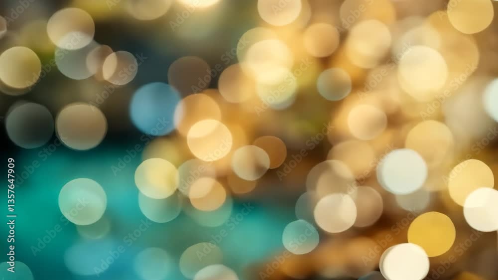 Abstract Gold Bokeh Lights With Turquoise Bottom for Ethereal Festive Background Abstract Gold Bokeh Lights With Turquoise Bottom for Ethereal Festive Background