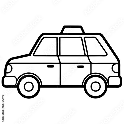 Taxi Cab Outline: A clean, minimalist outline of a classic taxi cab, perfect for adding to designs with a urban flair or designs about transportation.