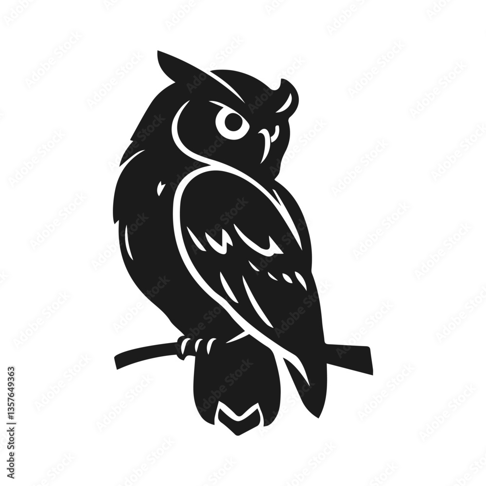 Fototapeta premium Owl logo. Detailed pattern, strict look, symbol of wisdom, intelligence, protection, suitable for branding and design. Owl logo, tribal owl, vector owl, owl emblem