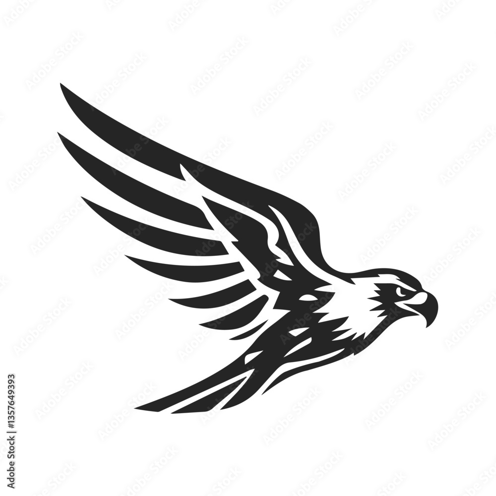 Obraz premium A minimalist eagle logo in flight. Symbol of strength, freedom and leadership. Suitable for branding, sports and business. Eagle logo, flying eagle, tribal eagle, eagle emblem