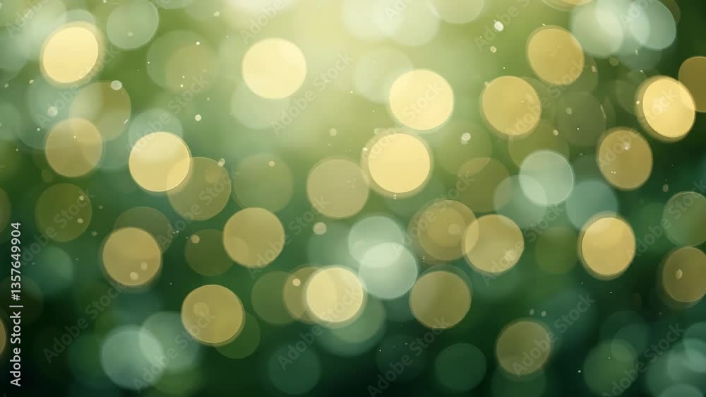Abstract Golden Bokeh Lights Overlay Against Green Backdrop for Celebration Background Abstract Golden Bokeh Lights Overlay Against Green Backdrop for Celebration Background