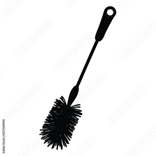 Modern Dish Brush Vector Illustration – Kitchen Cleaning Tool with Ergonomic Handle and Bristles