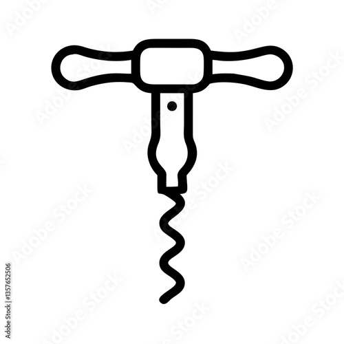 Corkscrew tool for opening wine bottles in minimalistic style  