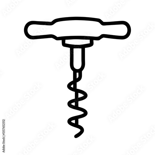 Corkscrew line drawing for wine opening  