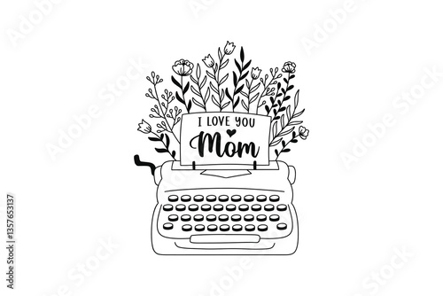 I love you Mom, Wildflower Mother's Day SVG Design