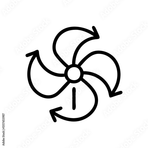Icon of a rotating fan with arrows indicating movement  