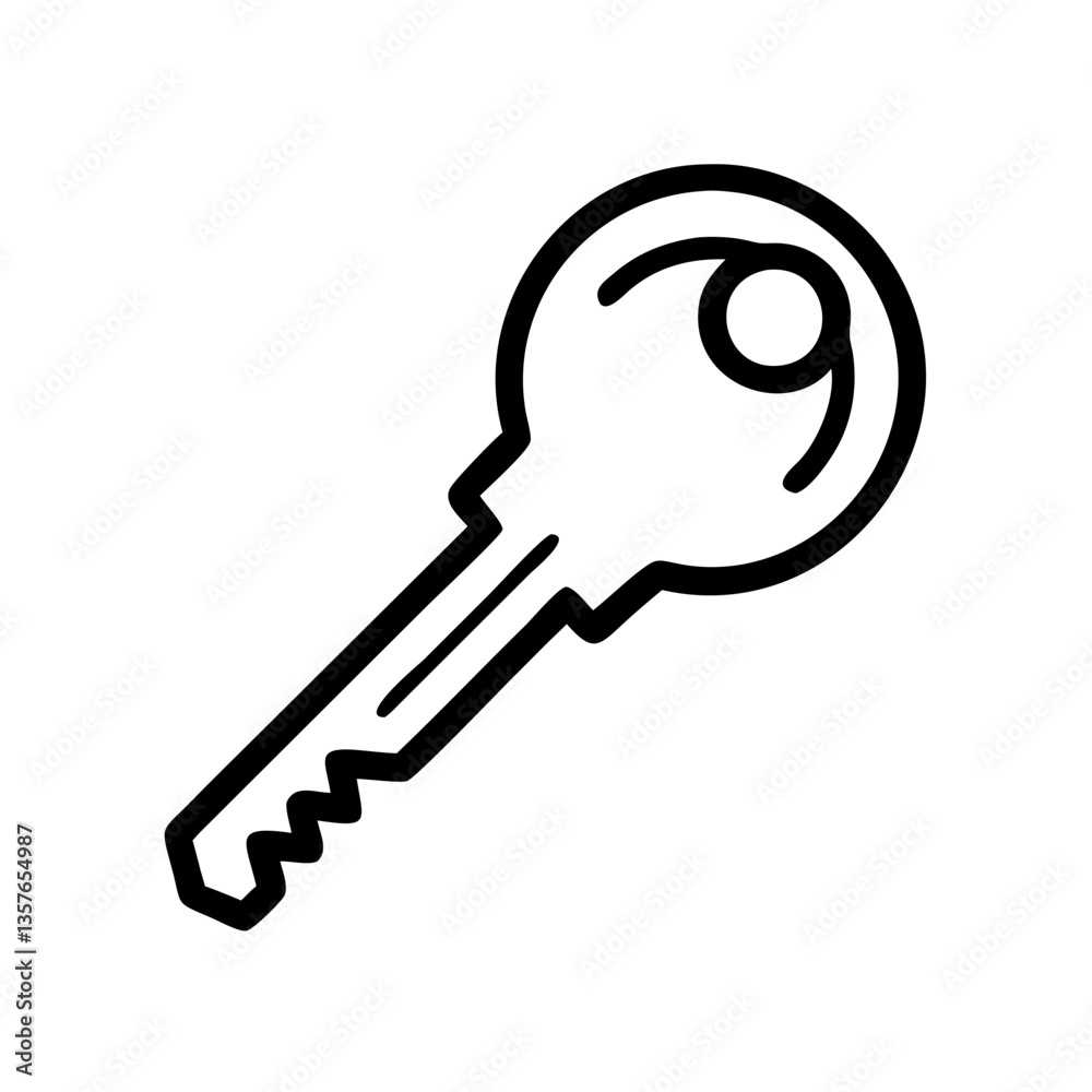 Simple icon of a key in minimalistic line art style Simple icon of a key in minimalistic line art style